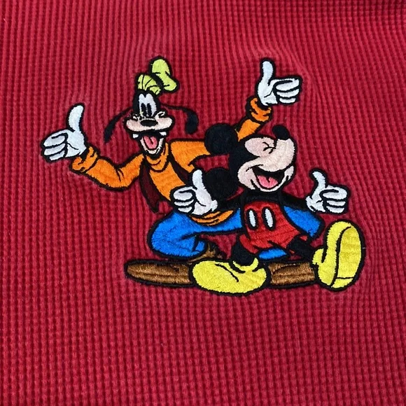Disney Store over sized thermal‎ embroidered Mickey and Goofy pajama top medium - Picture 2 of 6